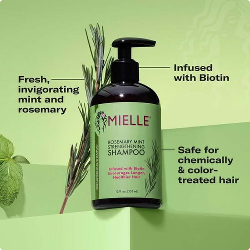 Mielle Organics Rosemary Mint Biotin Shampoo - Moisturizing Formula for Stronger Hair (12 oz)