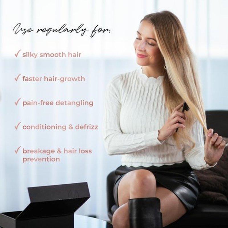 MISEL Professional Boar Bristle Hair Brush - Detangles All Hair Types | Reduces Breakage | Medium Size