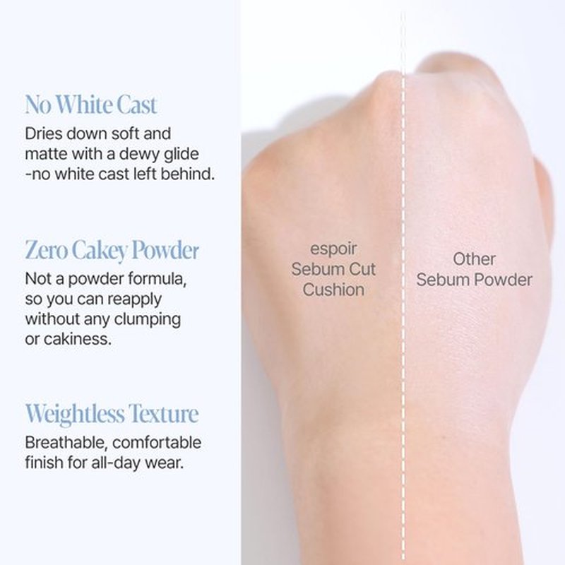 Espoir Be Velvet Sebum Cut Cooling CushionㅣGel-to-Powder Formula with No Clump, Excess Sebum & Oil Control, Sweat-proof, No White Cast and Fresh Finish with Instant Cooling Down, Korean Makeup