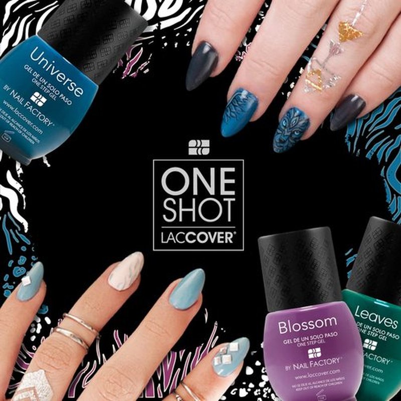 LACCOVER ONE SHOT - NAIL POLISH GEL SET WILD COLLECTION, 8 COLORS, 1/2 Fl Oz each one, by NAIL FACTORY