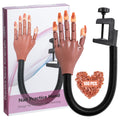 Yiesoum Practice Hand for Acrylic Nails, Flexible Never Fall Off Nail Trainning Adjustable Hands Kits, Fake Hands for Nail Practice, Nail Display Manicure, Movable Nail Maniquin Hand(100PCS Nail Tips)