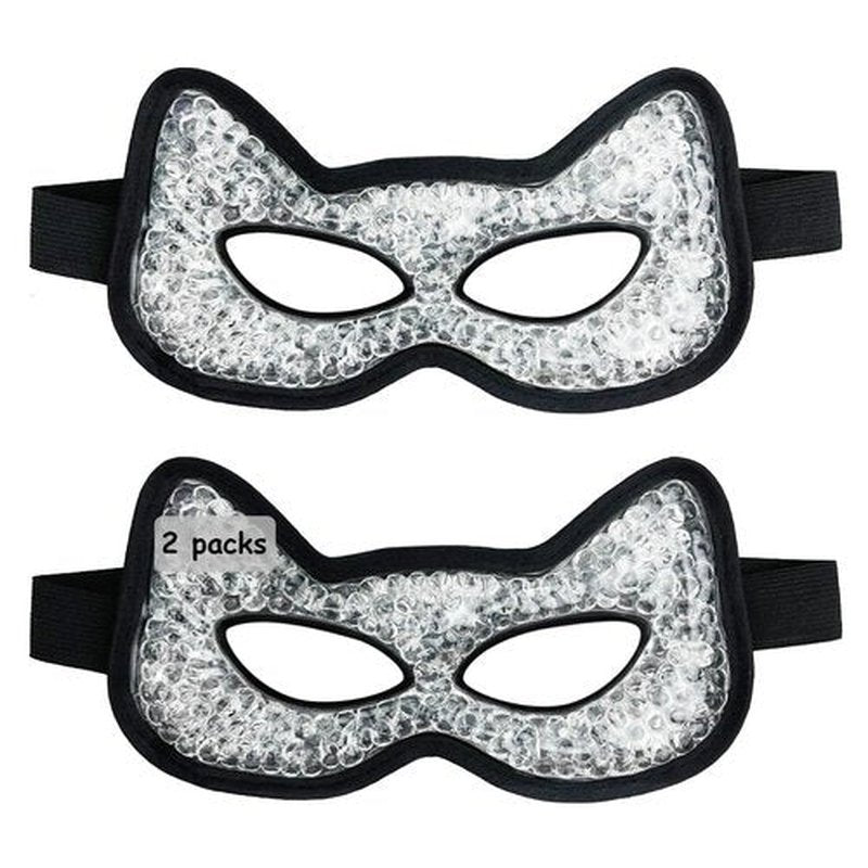 CONBELLA Cooling & Heating Eye Mask - Hot/Cold Use for Puffy Eyes, Headaches, Migraines, Sinus & Dark Circles (2 Packs Black)