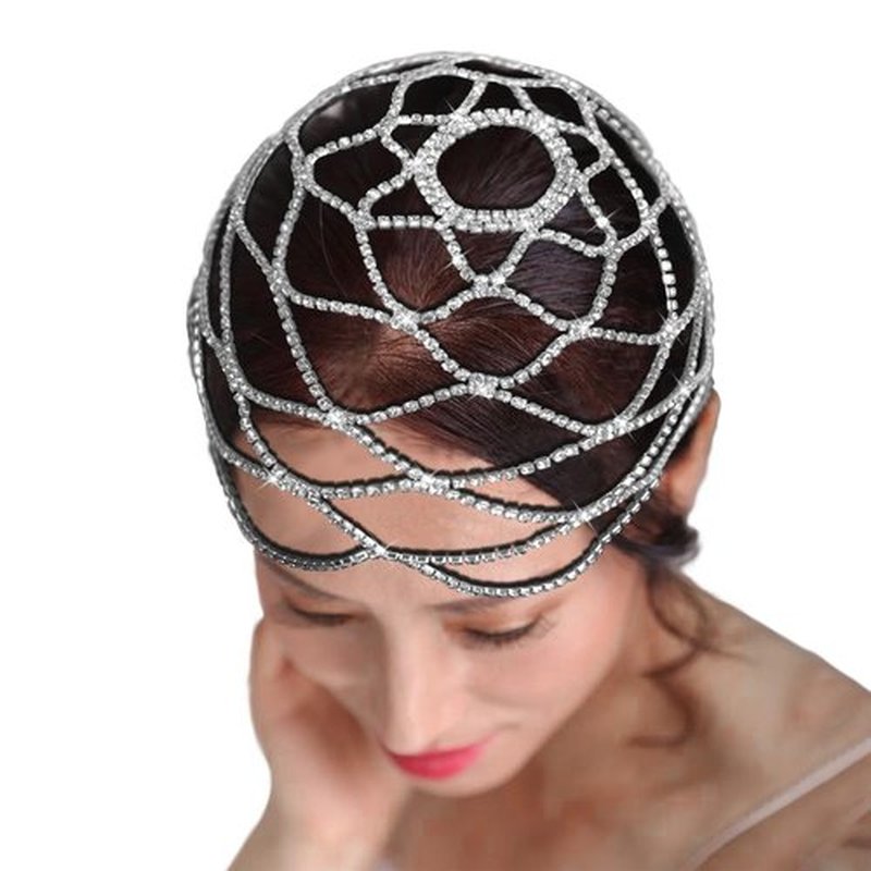 CROWN GUIDE 1920s Flapper Accessories for Women Roaring 20s Great Gatsby Headband Rhinestone Headpiece Wedding Hair Pieces for Brides Silver