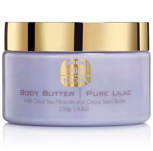 KEDMA Pure Lilac Body Butter – Nourishing Dead Sea Minerals Body Cream with Cocoa Butter, Rice Bran Oil & Vitamin E – Hydrating Moisturizer for Dry Skin - 8.8 oz