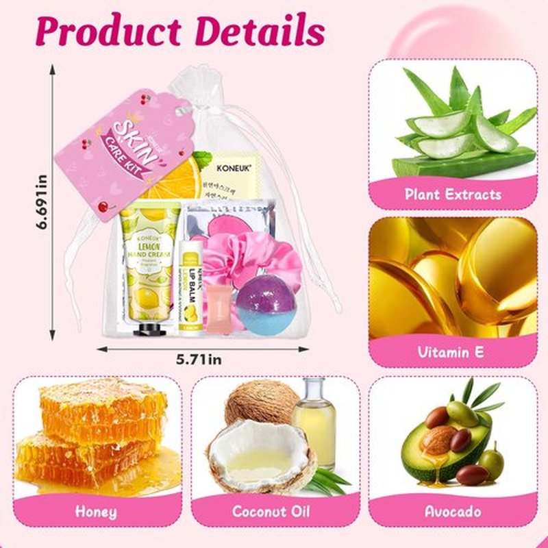 60PCS Spa Party Supplies for Girls, Include Face Masks, Hand Cream, Lip Balm, Foot Bath Bombs, Lip Mask, Under Eye Patches, Compressed Towels, Spa Birthday and Sleepover Party Supplies for Girls Women