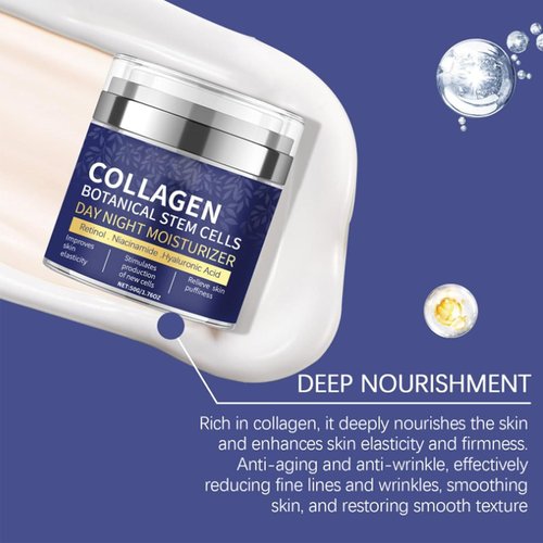 Collagen Face Moisturizer with Airless Pump - Collagen Botanical Stem Cells Cream for Skin with Retinol, Niacinamide, Hyaluronic Acid - Anti-Aging Day & Night Cream, 1.8 OZ