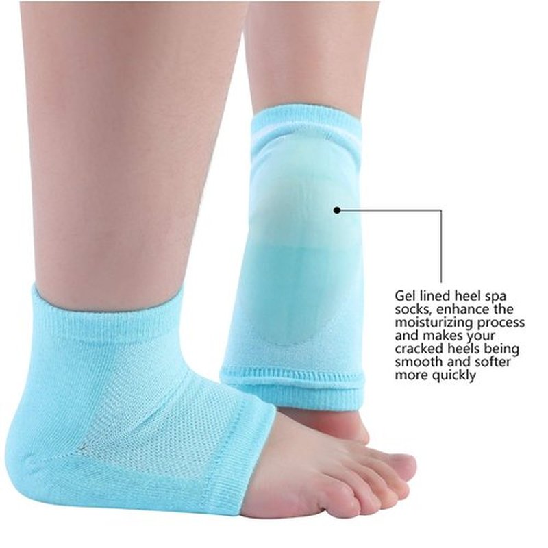 Senkary 4 Pairs Heel Moisturizing Socks Open Toe Socks Gel Heel Socks Cotton for Dry Cracked Feet Women Men (Pink, Turquoise, Blue, Grey)