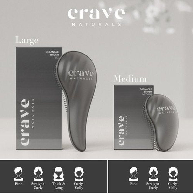 Crave Naturals Mini Detangler Hair Brush Black – Glide Thru Hair Detangler Brush for Women, Kids & Toddlers – Gentle Scalp Care, No-Pain Tangle-Free Hairbrush for All Hair Types, Travel Hair Brush