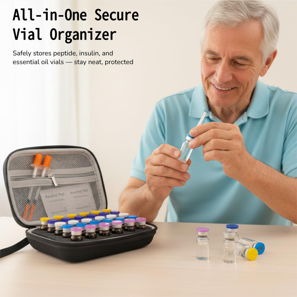 ZyCooom Peptide Case for Fridge Peptide Case for 1ml 3ml 5ml Vials-30 Slots