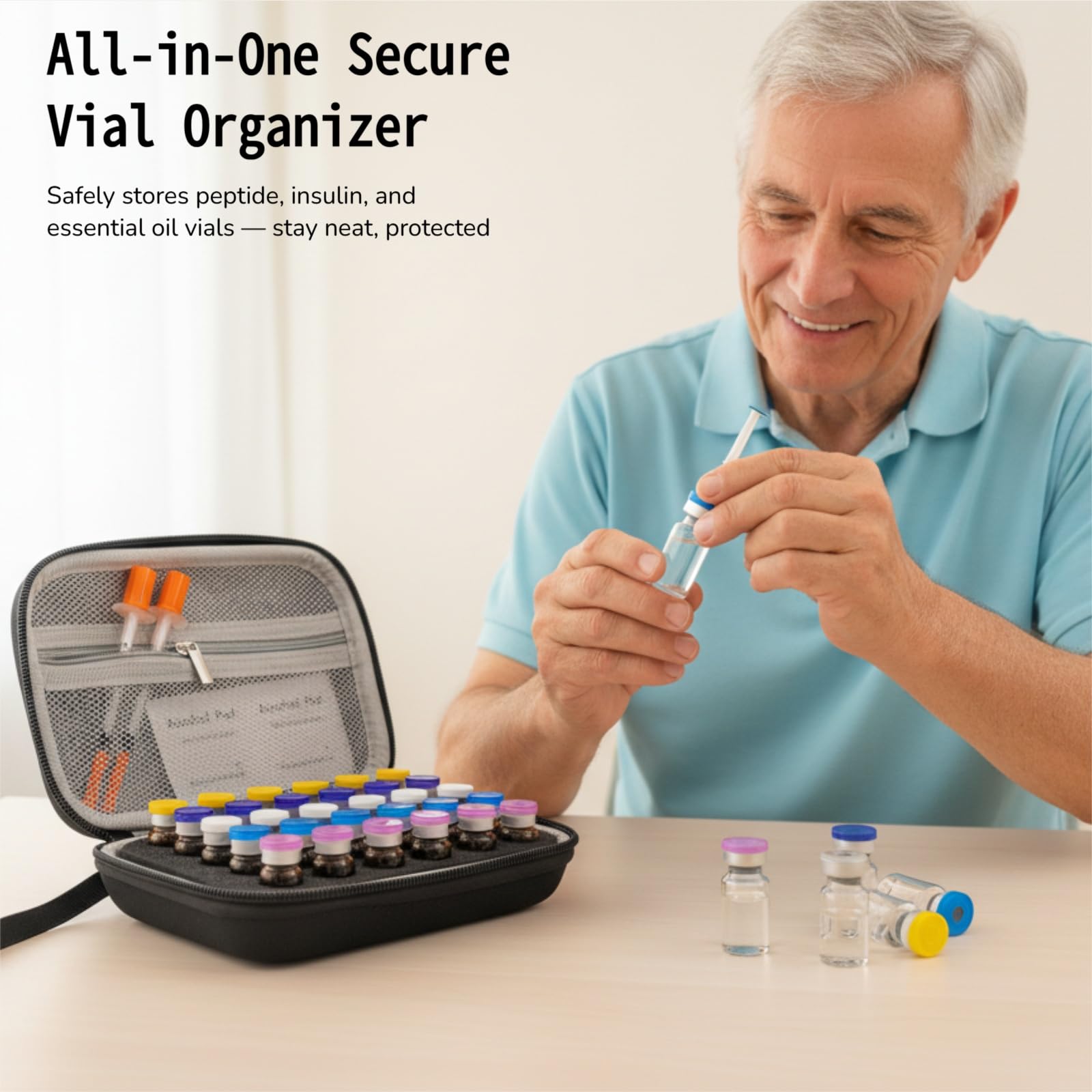 ZyCooom Peptide Case for Fridge Peptide Case for 1ml 3ml 5ml Vials-30 Slots
