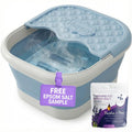 Vital Vibes Collapsible Foot Spa Bath Massager – Large Foot Soaking Tub with Heat Cover & Rollers – Professional Pedicure Kit for Callus Removal, Pain Relief & Soaking – Includes Epsom Salt