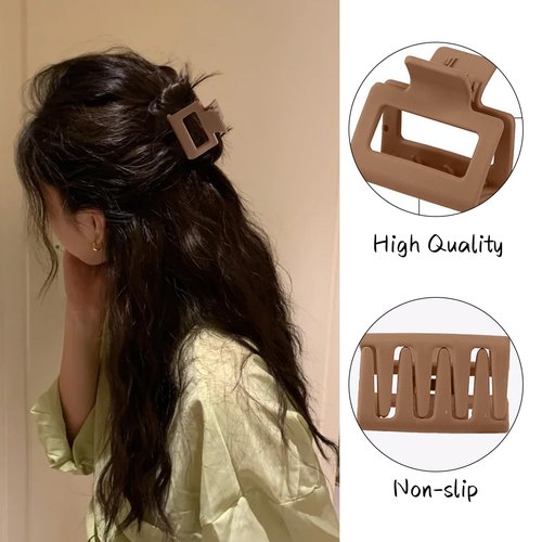 Drnytunk 18Pcs Medium Hair Clips for Women Girls - Matte Love, Triangle, Ribbon and Semicircle Styles for Thin/Thick Hair, Cute Nonslip Accessories (White, Brown, Black)