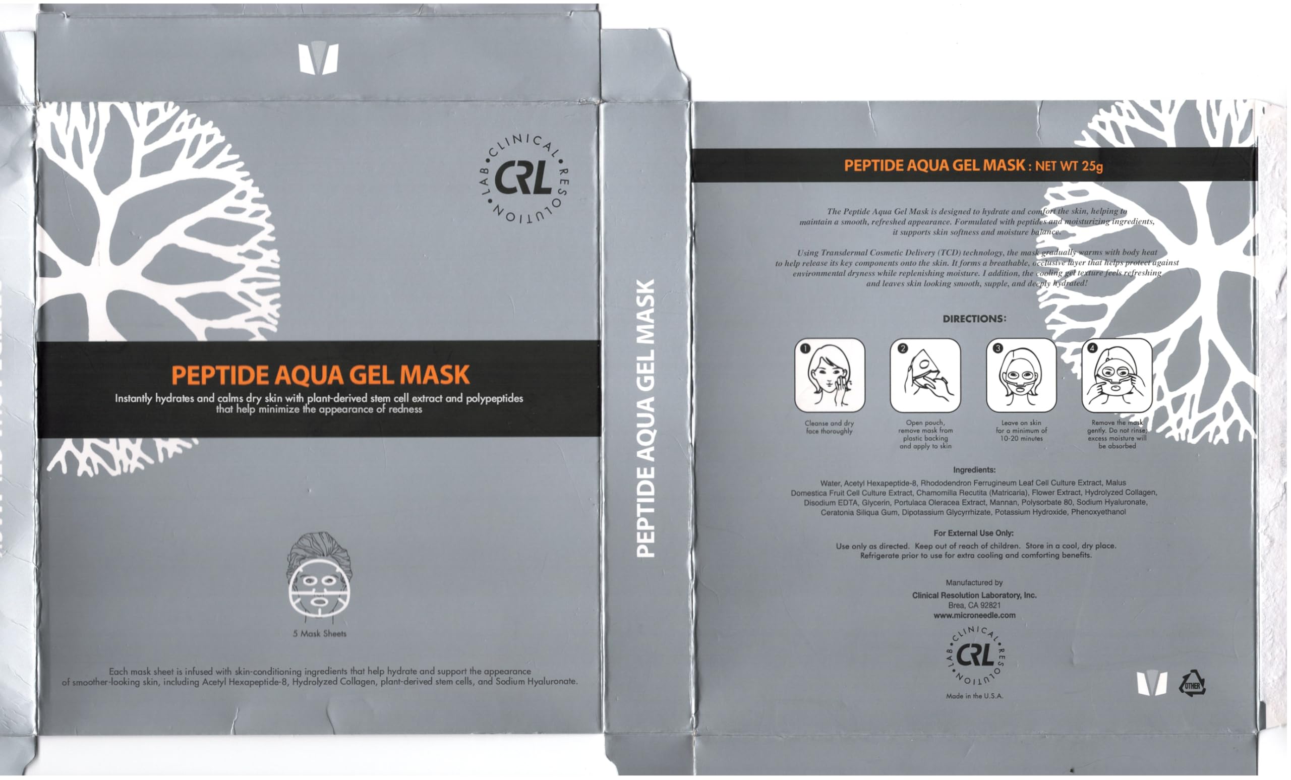 Clinical Resolution CRL Peptide Aqua Gel Mask 5 Pack Instant Hydration, Soothing & Cooling, Helps Comfort Skin After Professional Treatments, for a Refreshed, Healthy-Looking Complexion