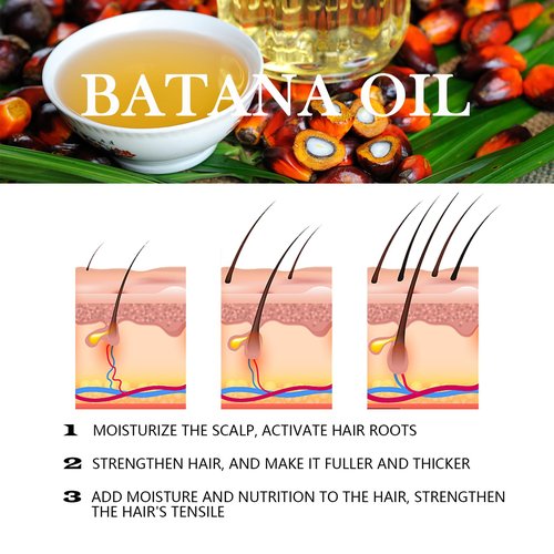 Batana Oil for Hair Growth, 100% Raw Natural from Honduras, Hair Growth Oil for Thicker, Longer Hair, Scalp, Dryness Dandruff, Eyelashes, Beard, Skin