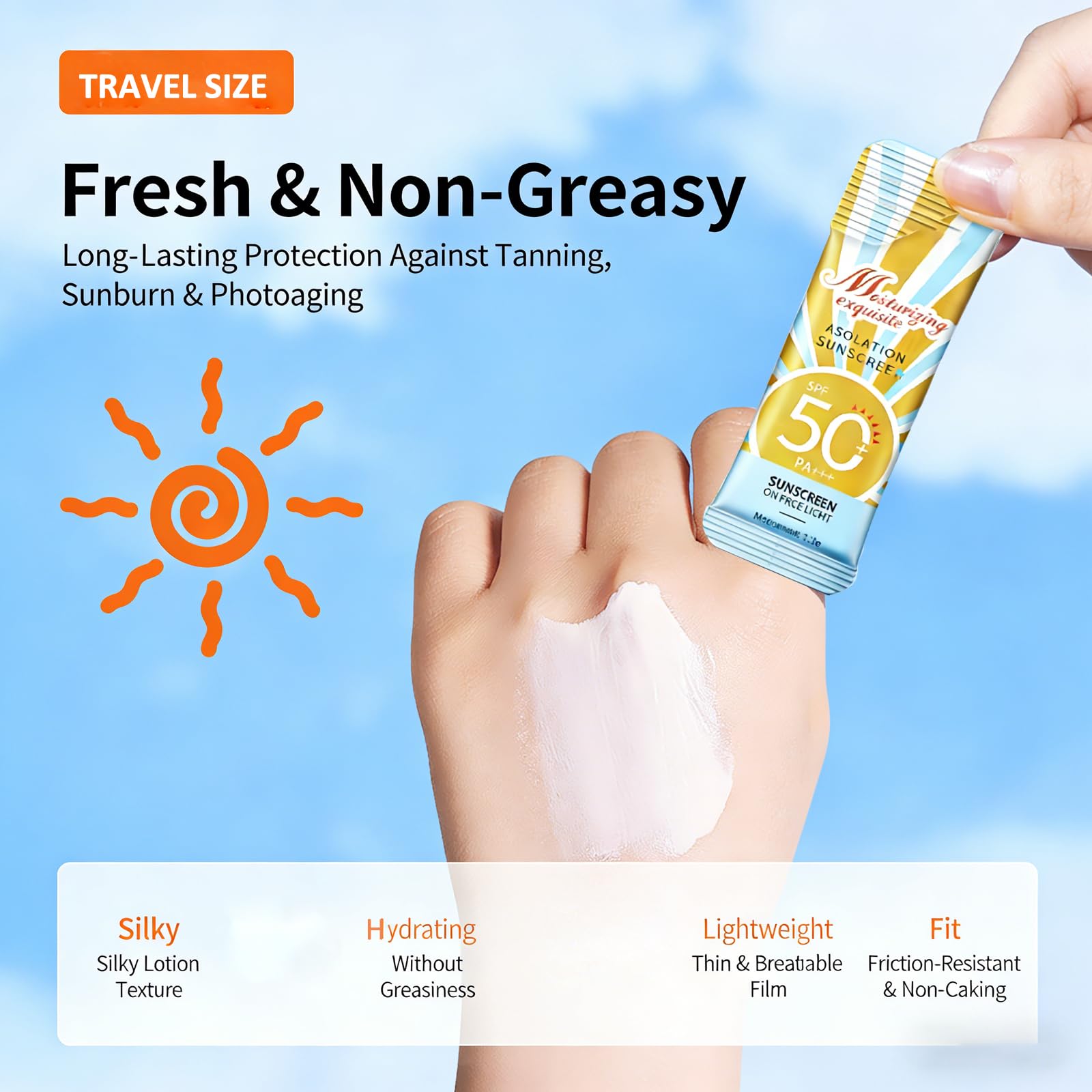 30 PCS Mini Sunscreen Bulk, SPF 50 Travel Size Sunscreen for Face and Body, Mini Travel Sunscreen Lotion, Vacation Essentials,Outdoor Sports & Party Favors, Lightweight and Non-Greasy