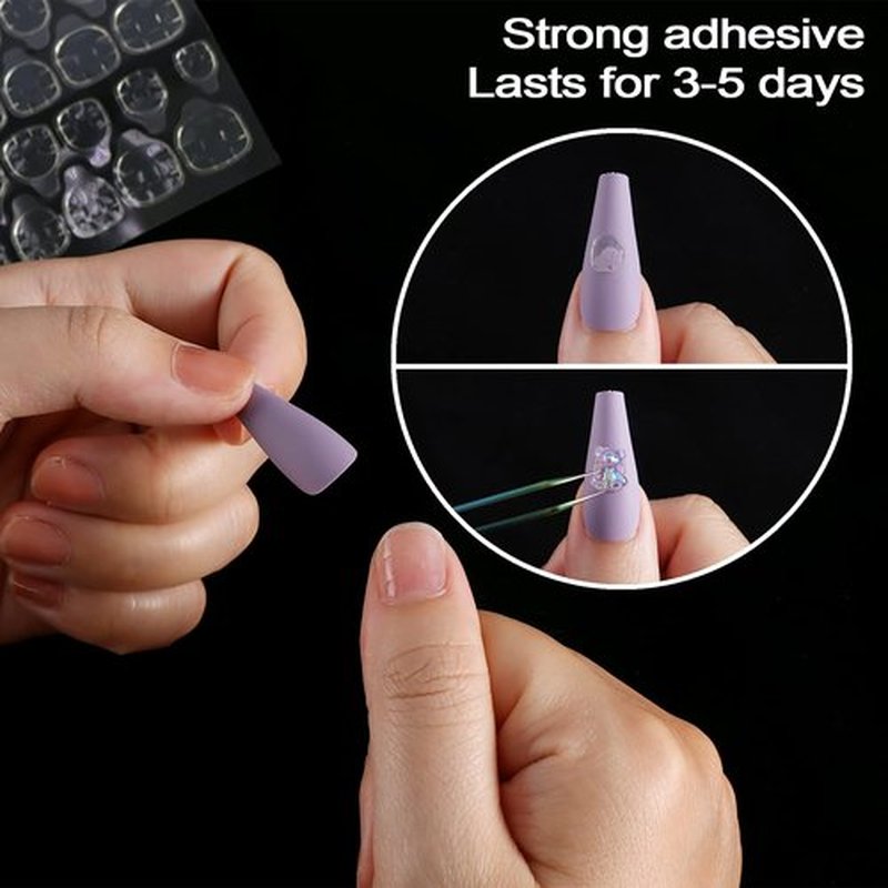 Laza 1200 Pcs Thin Breathable Adhesive Tabs Fake Nail Glue Sticker 50 Sheets Super Sticky Double Sided Tips (Germany Jelly Gel) Flexible for Acrylic False Nails Manicure Tape