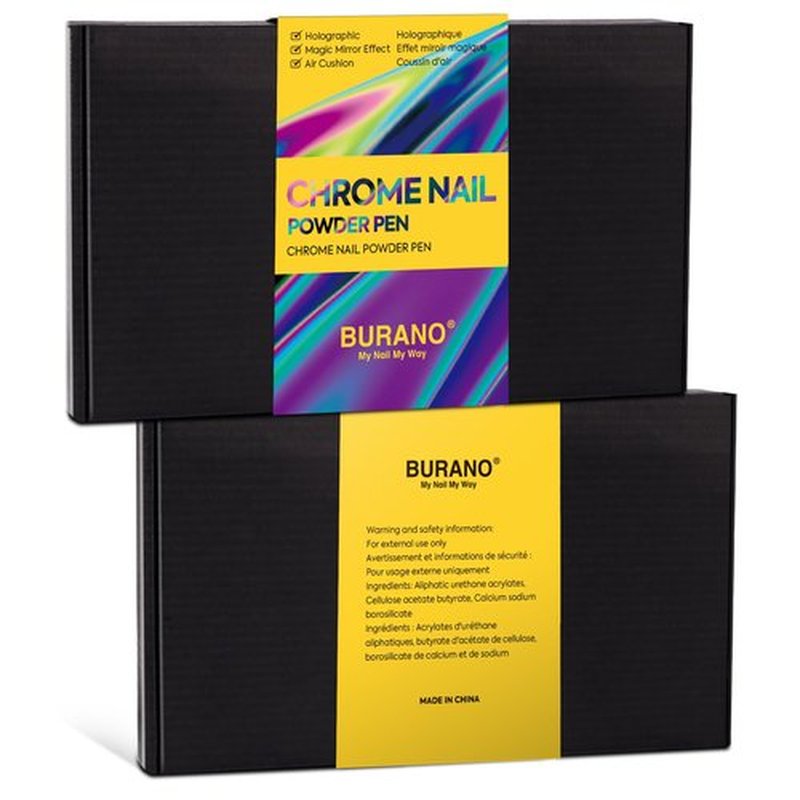 BURANO Chrome Nail Powder for Nails, Metallic Chrome Air Pen Holographic Powder Mirror Effect 6 Colors