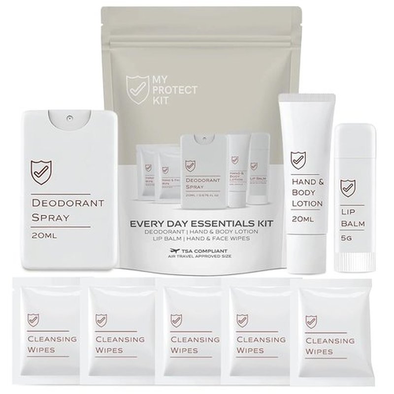 Skiennix 8-Piece TSA-Approved Travel Toiletries Kit - Essential Personal Hygiene Set for Airplane & Gym
