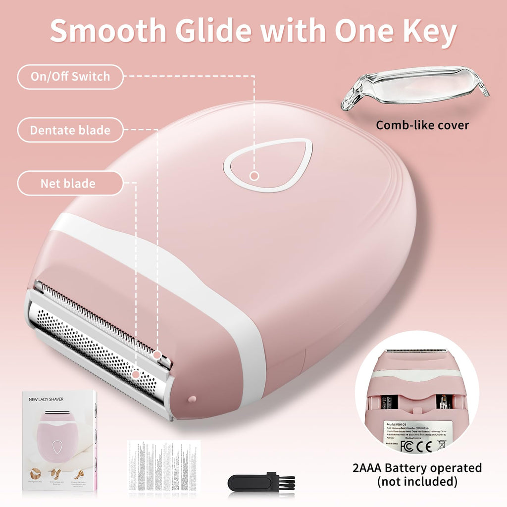 2026 Upgraded Electric Razors for Women - Cordless Portable Foil Shaver & Full Body Trimmer for Bikini Line, Underarms, Legs, Arms & Sensitive Skin - Mini Hair Remover for Home & Travel,Teens (Peach)