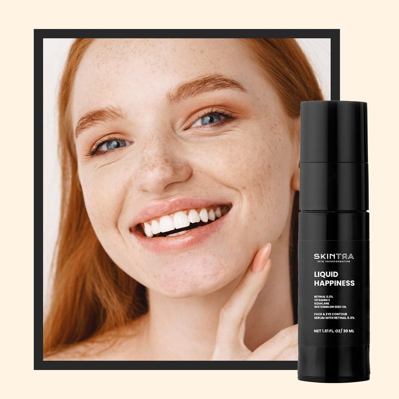 SkinTra Liquid Happiness Anti Aging 0.3% Retinaldehyde Serum for Face & Eyes - Retinal Discoloration Correcting Serum with Fast Absorbing Squalane - Boosts Firmness - Vegan, 30 ml/Net 1.01 Fl. Oz
