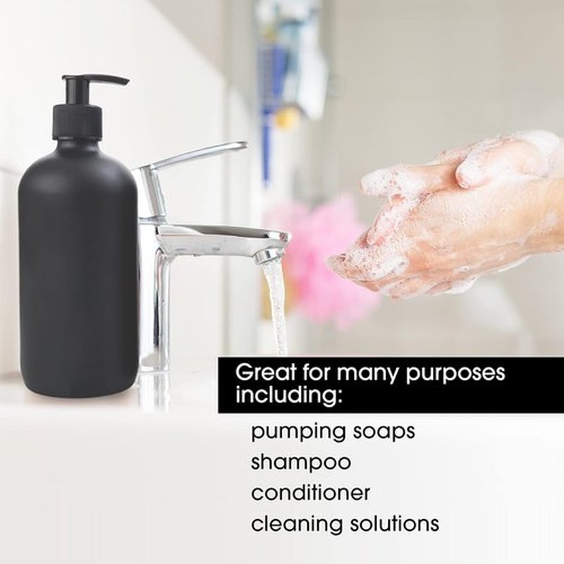 Boston Round Glass Bottles - 16oz Reusable Spray & Soap Dispenser Set of 2 | Ideal for Cleaning