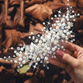 Bessney Pearl Wedding Hair Combs Silver Bride Hair Pieces Flower Hair Accessories for Women