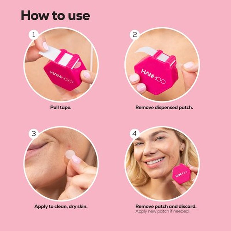 Hanhoo On the Go Blemish Patch, 108 Count, Pimple Patch Dispenser, Shrinks Pimples, Protects from Finger-picking and Dirt, Absorbs Fluid, Acne Spot Patches, Invisible Pimple Patches, Korean Skincare