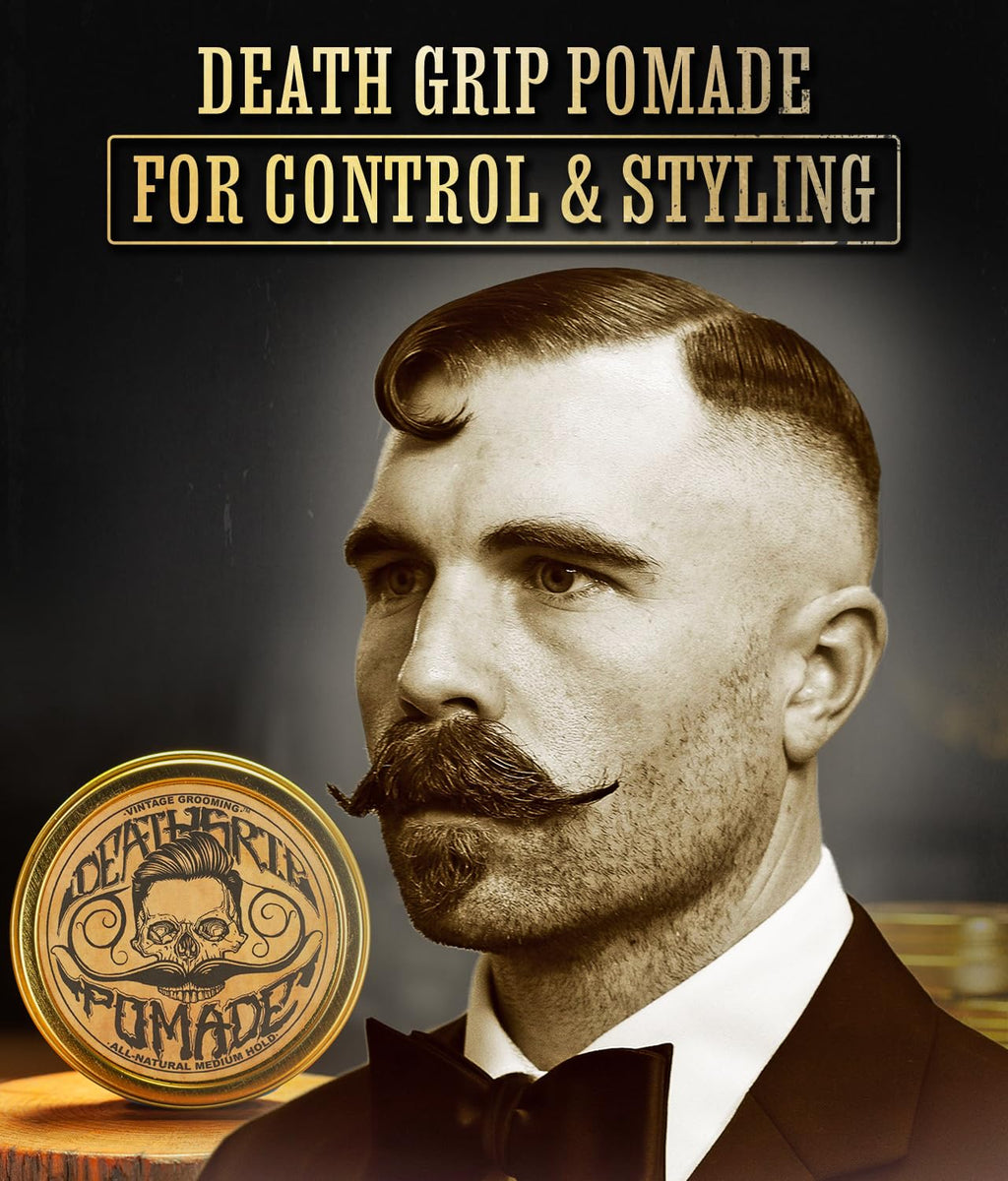 Hair Pomade For Men Grooming Styling Hair or Beard with Beeswax Medium Hold & Shine Like Gel Mousse Cream Or Grease 2 Ounces Natural Handmade in USA Citrus Scented & Essential Oils By Death Grip