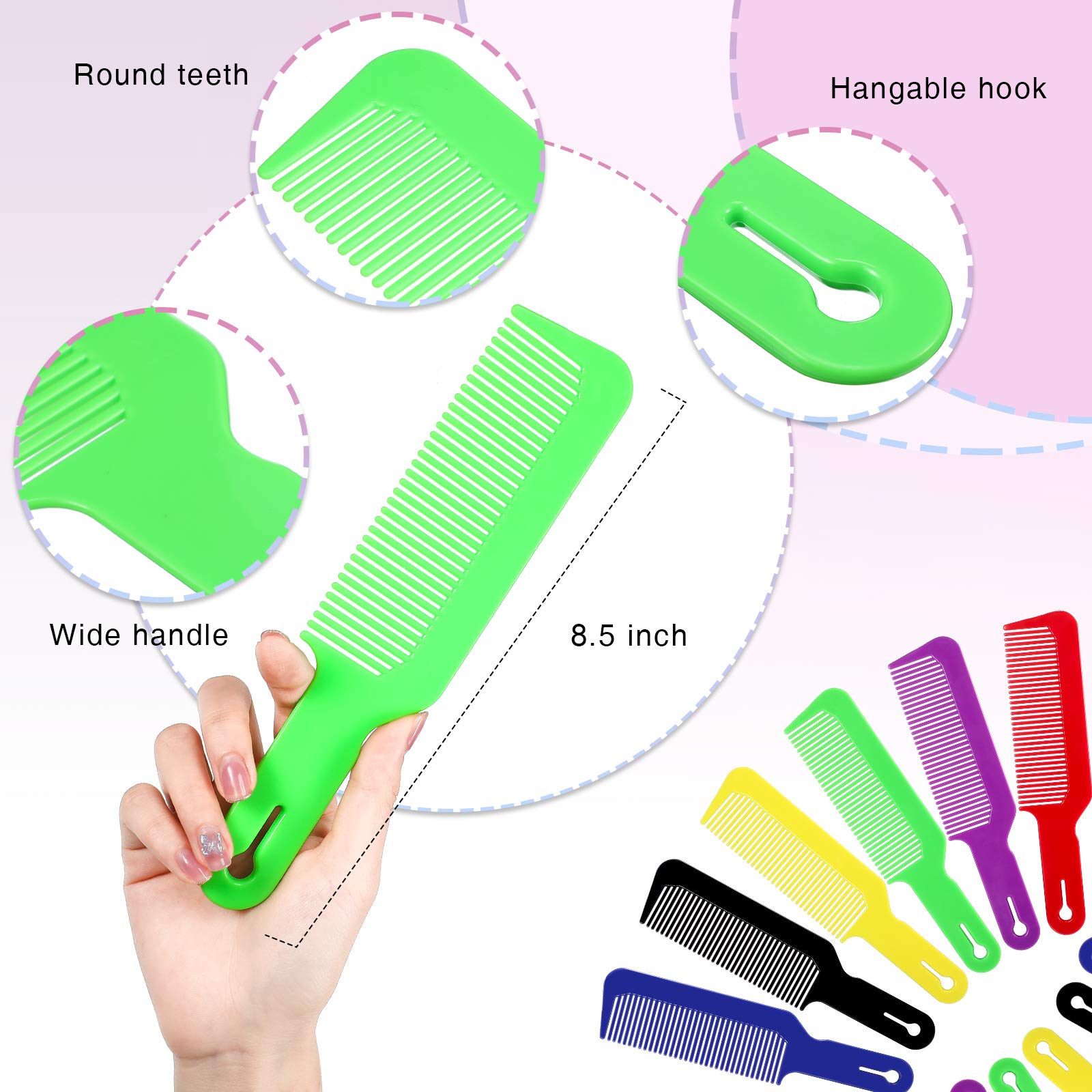 Boao 6 Pack Hair Cutting Combs, 9 Inch Blending Barber Clipper Flat Top Combs for Clipper Cut Flattops, Plastic Heat Resistant Anti-Static Hairdressing Tool (Assorted Colors)