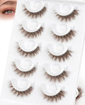 Brown Self Adhesive Eyelashes Preglued - Natural Look No Glue Eyelashes 12mm Natural Waterproof Glueless No Glue Needed Reusable Stick on False Strip Lashes by EMEDA (Brown 872 with Tweezers)