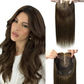HappyNewHair Hair Toppers for Women Real Human Hair 6x7inch 55g Large Base Chocolate Brown 12inch Hair Pieces for Women with Thinning 360°Cover Clip In Extensions Topper Add Volume (#4Toppers-12inch)