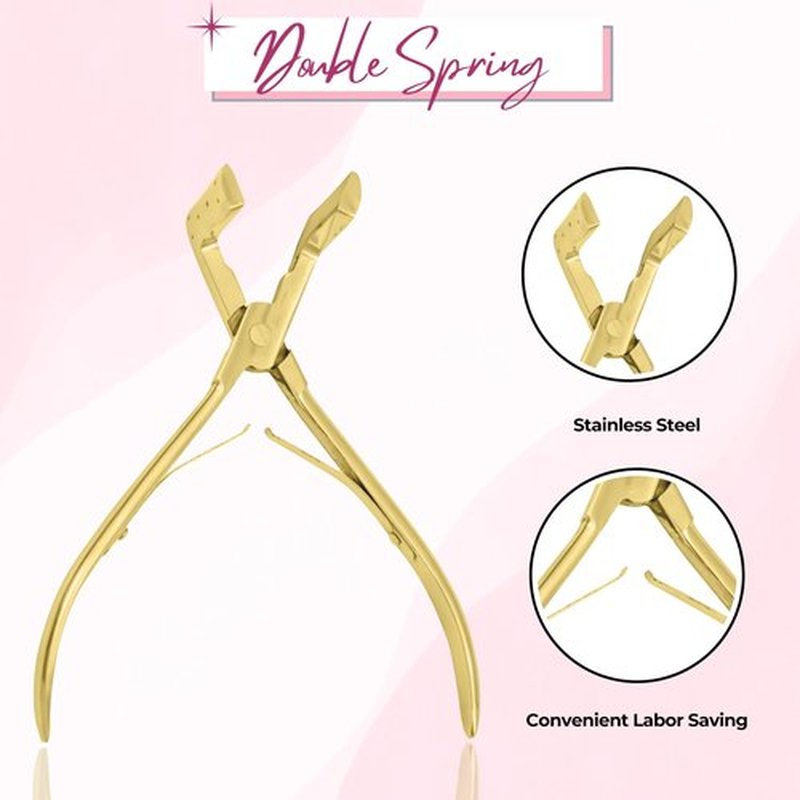 SIVOTE Professional Stainless Steel Tape-In Hair Extension Plier – Gold Clamp Tool for Tape-In Extensions – Hair Extension Clamp Tool with Silicone Pads for Secure Application - Gold