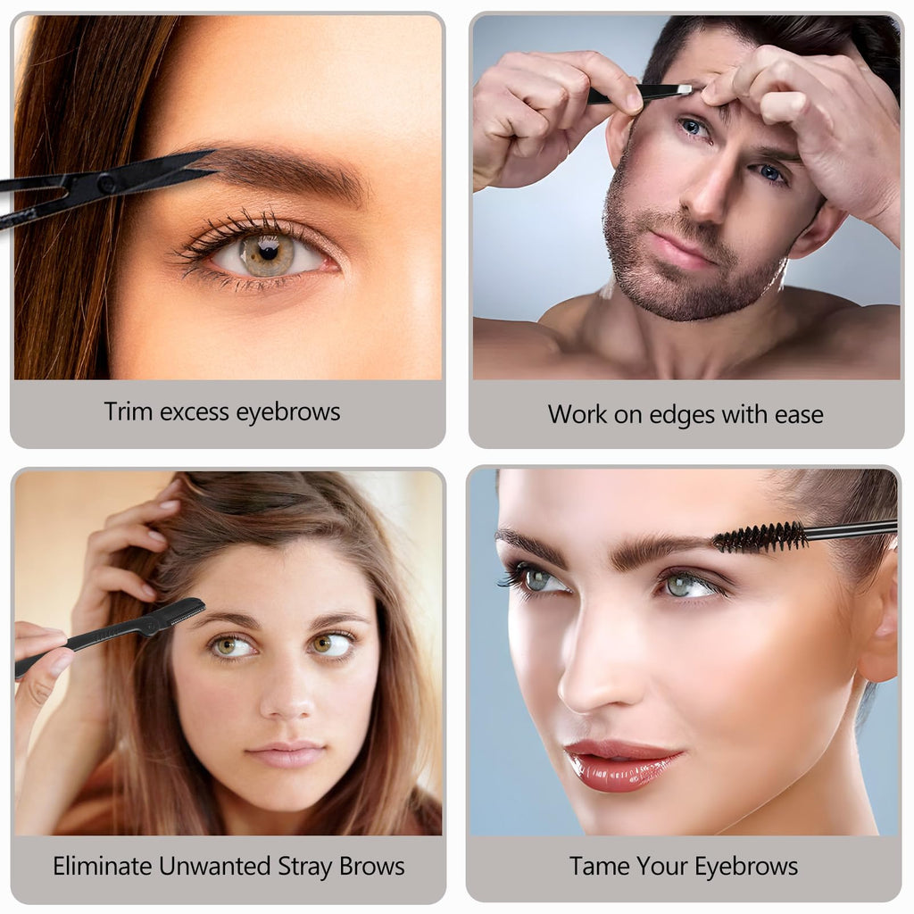 Kootinn Eyebrow Trimmer Kit, 6 in 1 Eyebrow Scissors, Tweezer, Eyebrow Razor, Eyebrow Brush and Comb for Women