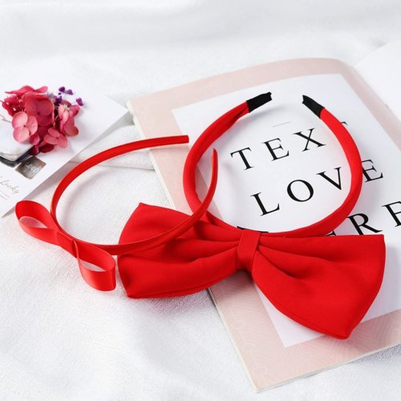 Fancheer 2 Pcs Big Red Bow Headband for Woman Halloween Costume Headwear Christmas Party Cosplay Hair Accessories