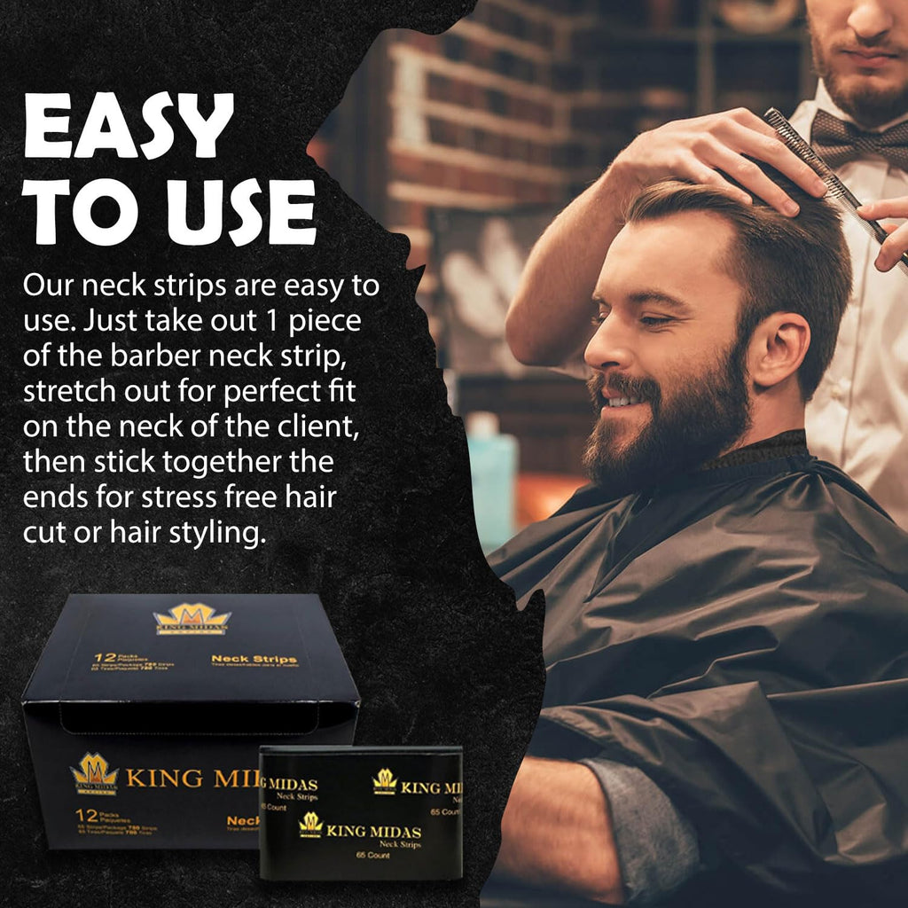 King Midas EmpireNeck Strips - 12 Pack Professional Stretch Paper Bands for Barber Salon Haircutting and Styling - Black