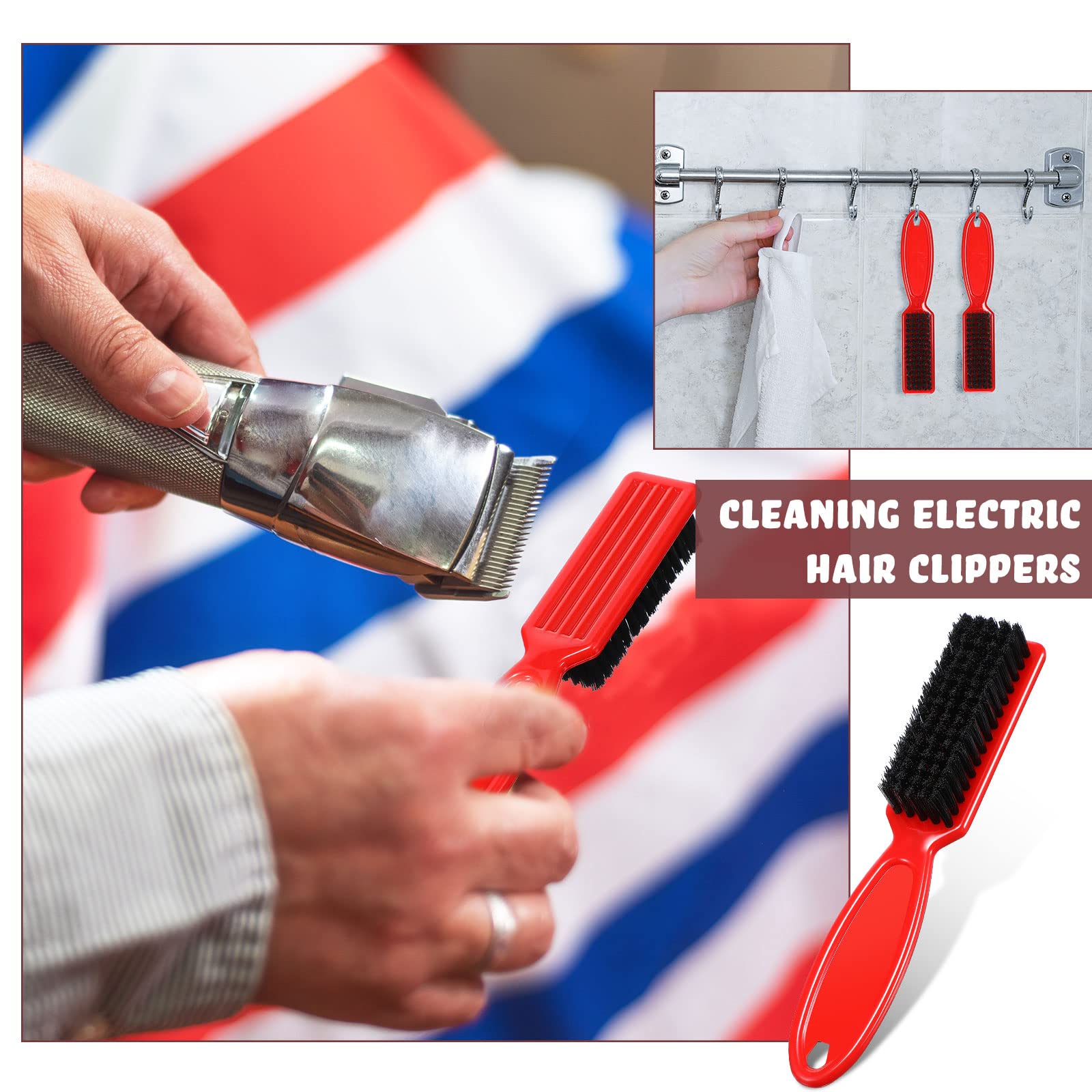 Patelai 12 Pcs Barber Clipper Brush Blade Trimmer Cleaning Brush for Fades Nail Neck Duster Manicure Salon(Black, Red)