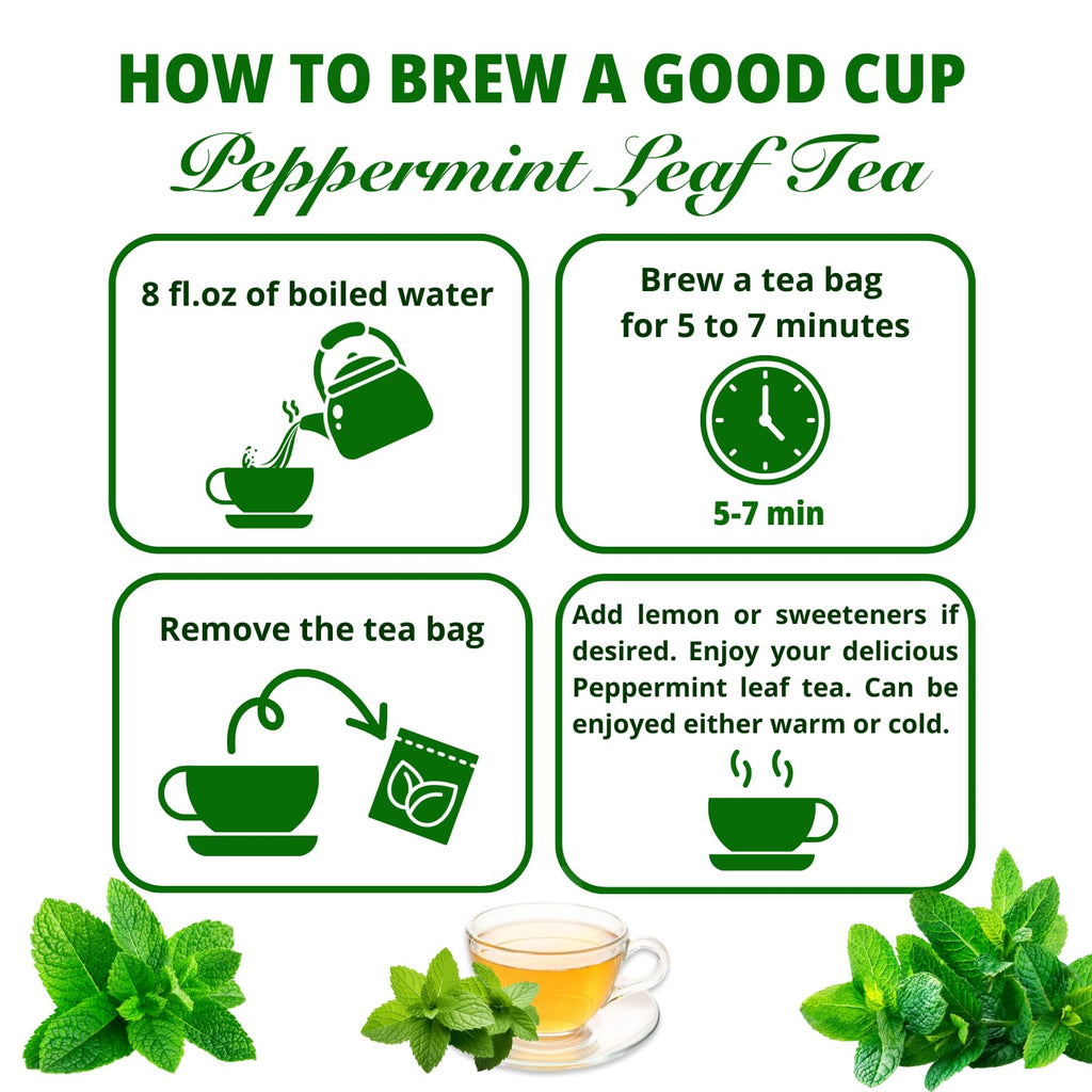 VIDA FARM 125 Peppermint Tea Bags, 100% Natural Peppermint Herbal Tea Bags, No Additives, No Caffeine, No Sugar
