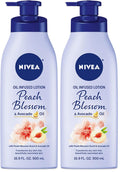 NIVEA Oil Infused Peach Blossom and Avocado Oil Body Lotion,Body Lotion for Dry Skin,16.9 Fl Oz Pump Bottle,(Pack of 2)