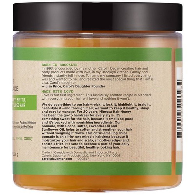 Carol's Daughter Mimosa Hair Honey Shine Pomade - Nourishing Shea Butter & Rosemary Oil, 8 Fl Oz