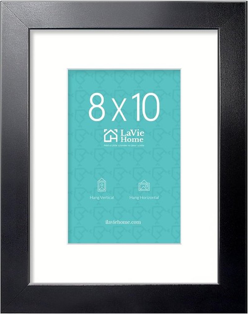 LaVie Home 8x10 Picture Frame - Sturdy Black Frame with Polished Plexiglass | Horizontal & Vertical Display