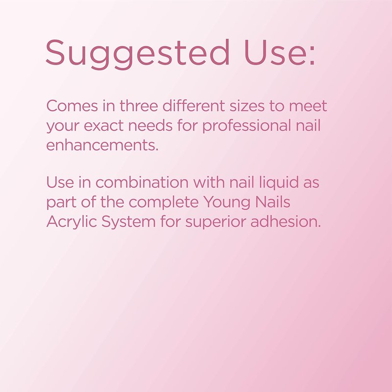 Young Nails Acrylic Core Powder - Professional Self-Leveling Nail Powder for Extensions | Clear, Nude, Pink, White - 45g
