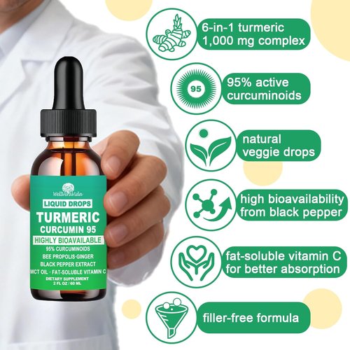 Turmeric Curcumin Supplement - 1000mg Liquid Complex with 95% Curcuminoids & Enhanced Absorption | Joint & Immune Support