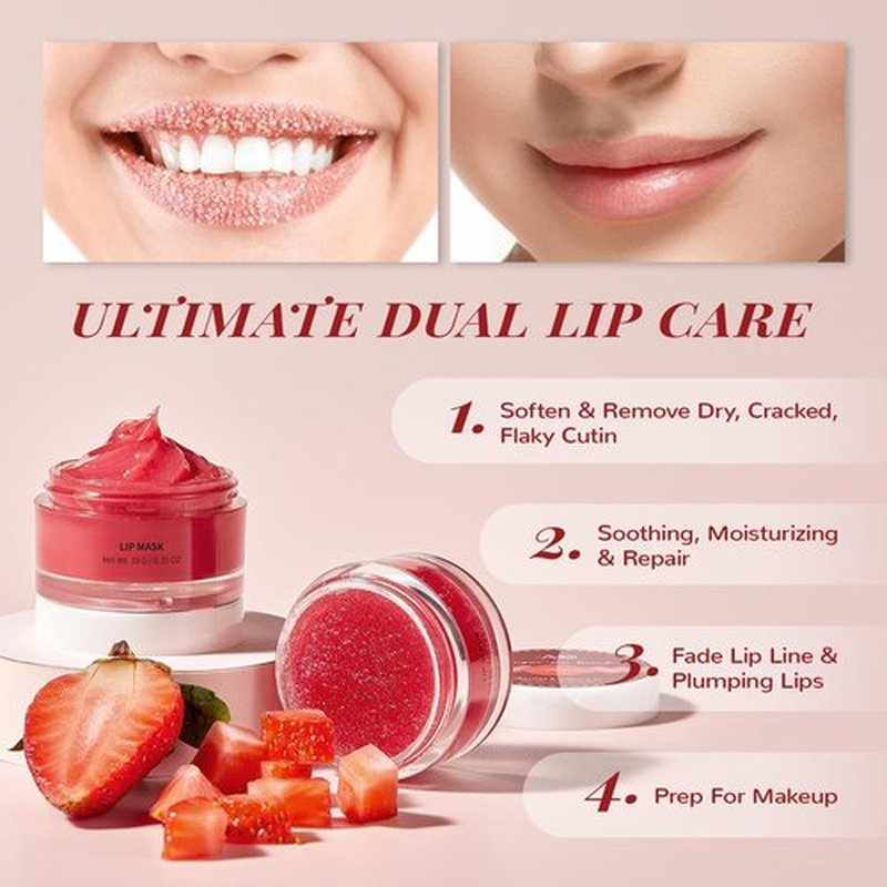 ANAI RUI Lip Scrub and Mask Set, Lip Exfoliator Scrub and Moisturizer Gift, Lip Scrubber Exfoliator & Sugar Lip Scrub with Vitamin C, Mini Gifts For Women, Lip Care Products