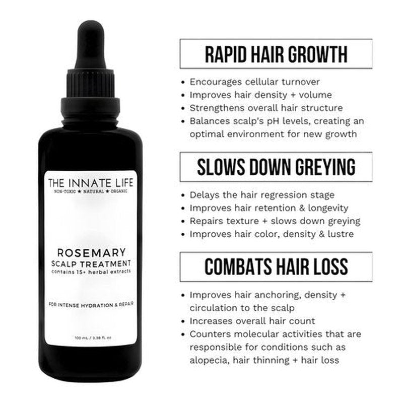 The Innate Life Rosemary Scalp Treatment - Nourishing Rosemary Oil for Stronger Follicles & Hydrated Scalp | Organic Hair Care Solution