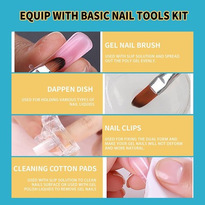 BEVINAS Slip Solution 4Fl.Oz Slip Solution Nail Extension Gel Liquid Slip Solution for Poly Gel Nails with Brush Spatula Glass Cup Nail Cleaning pads Gel Cleanser for Nails