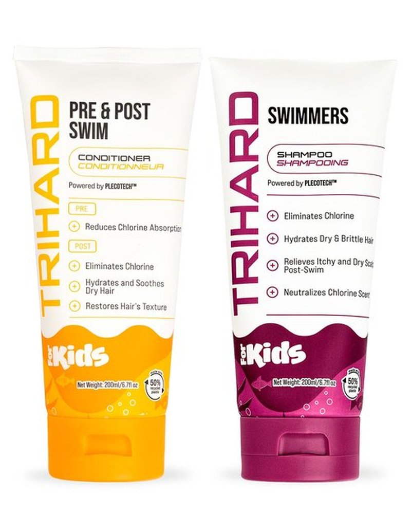 TRIHARD Kids Swim Shampoo & Conditioner Set - Tear-Free Chlorine Defense for Healthy Hair