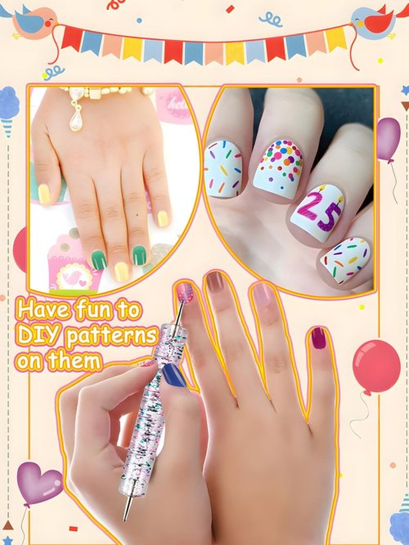 28 Colors Press on False Nais for Kids, 672 Pcs Short Square Fake Nail with 8 Sheets Nail Adhesive Tabs and Nail File Glossy Artificial Fingernails Tips for Girls