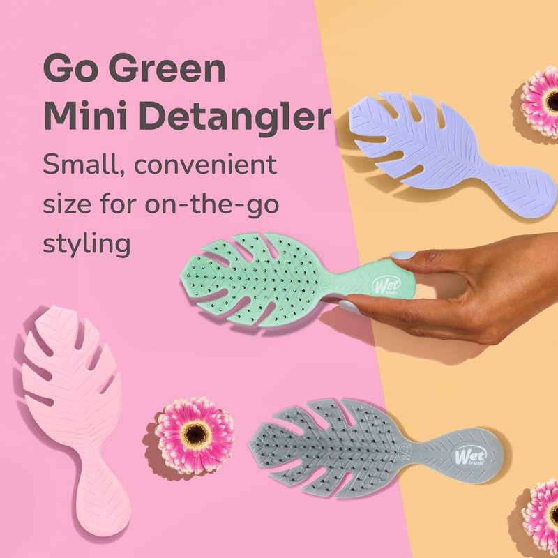 Wet Brush Go Green Mini Detangler, Purple - Detangling Travel Hair Brush - Ultra-Soft IntelliFlex Bristles Glide Through Tangles & Gently Loosens Knots While Minimizing Pain & Breakage (Pack of 2)