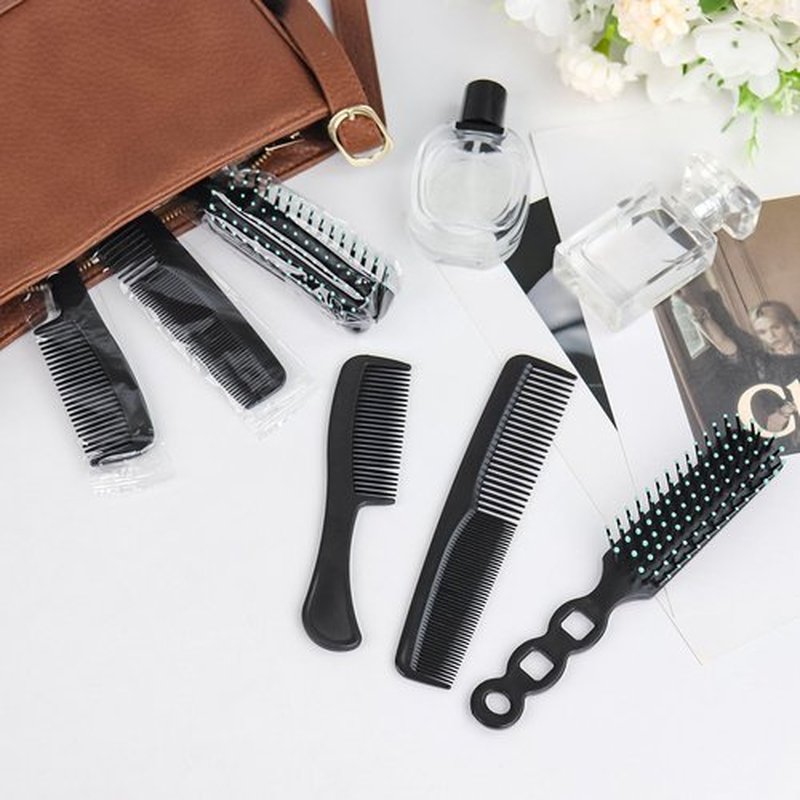 Gisdo 30 Pcs Hair Brush and Comb Set in Bulk,Individually Wrapped, Bulk Comb Brush Hairbrush for Women Kids Hotel Homeless Charity (Black)