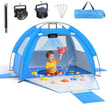 Dsquu Baby Beach Tent Solar Cooling Fan, Anti-UV Toddler Beach Tent Sun Shelter Portable Travel Fan Beach Shade Tent, Baby Play Tent Built-in Ceiling Fan Sun Shelters Toddler Beach Essentials Blue